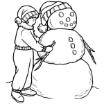 Dibujo para colorear Colorear nino con muneco de nieve
