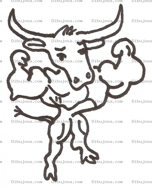 Dibujo para colorear Dibujo De Toro Musculoso Para Pintar Y Colorear