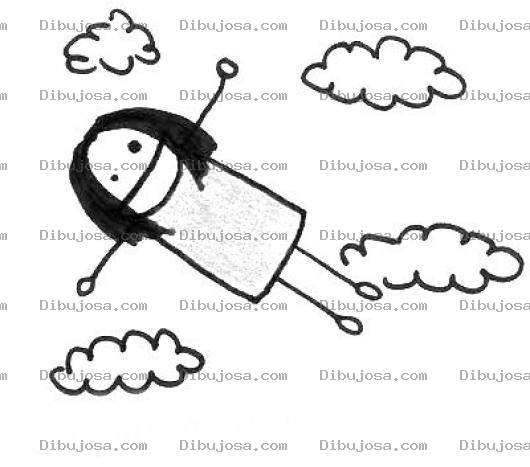 Dibujo para colorear Dibujo De Chica Voladora Para Pintar Y Colorear