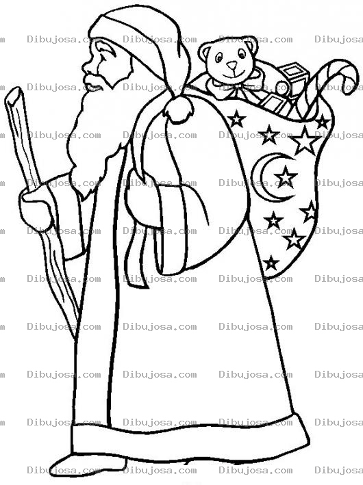 Dibujo para colorear Colorear a Santa Claus vestido de Rey mago