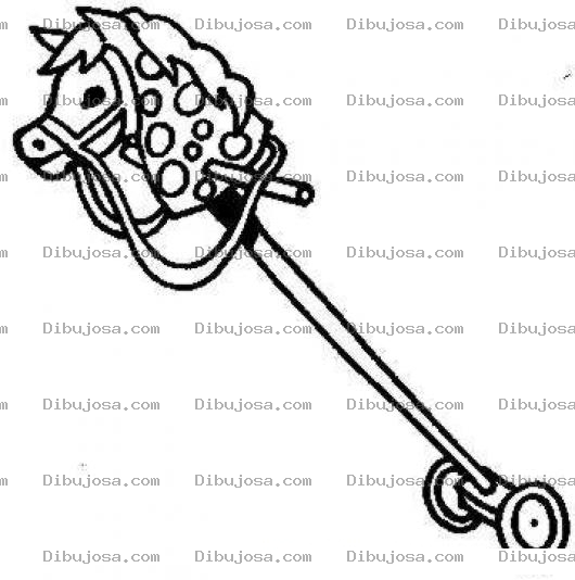 Dibujo para colorear Dibujo De Caballito De Juguete Para Pintar Y Colorear Palo De Caballo Con Rueditas
