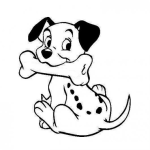 Dibujo para colorear Dibujo De Dalmata Cachorro Con Un Hueso Para Pintar Y Colorear