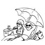 Dibujo para colorear Abuelitos En La Playa Para Pintar Y Colorear Dibujo De Dos Viejitos Descansando En La Playa