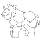 Dibujo para colorear Dibujo De Un Rinoceronte Para Pintar Y Colorear