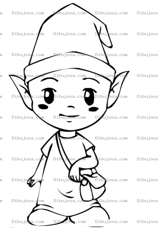 Dibujo para colorear Dibujo De Duendecito Para Pintar Y Colorear A Un Nino Con Disfraz De Duende