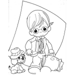 Dibujo para colorear Dibujo De Empleado De Precious Moments Para Pintar Y Colorear A Un Nino Trabajador Con Su Primer Empleo De Vendedor Ejecutivo