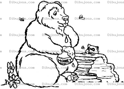 Dibujo para colorear Colorear Oso comiendo miel