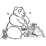 Dibujo para colorear Colorear Oso comiendo miel