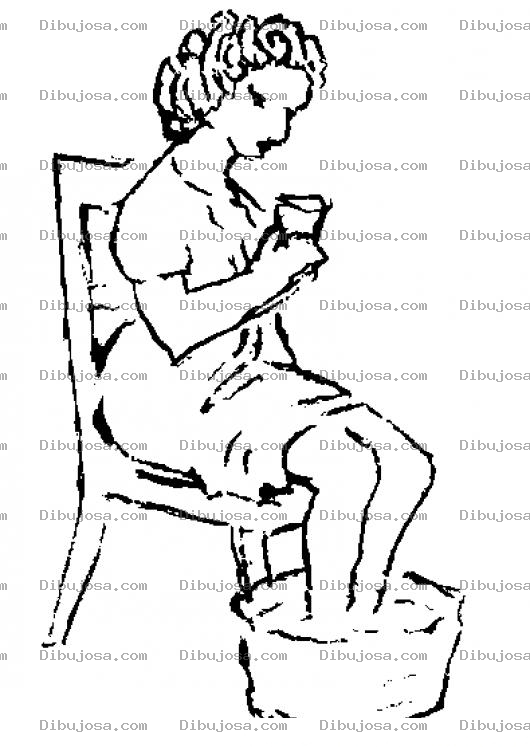 Dibujo para colorear Terapia Y Masaje Para Los Pies Dibujo De Mujer Calentandose Los Pies En Agua Caliente Para Pintar Y Colorear