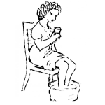 Dibujo para colorear Terapia Y Masaje Para Los Pies Dibujo De Mujer Calentandose Los Pies En Agua Caliente Para Pintar Y Colorear
