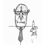 Dibujo para colorear Puedo Hablar Dibujo De Viejo Pidiendo La Palabra Con Su Dedo En Alto Para Pintar Y Colorear