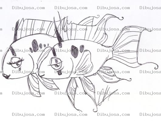 Dibujo para colorear Pareja De Peces Enamorados Para Pintar Y Colorear Pecesitos Emparejados