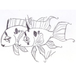 Dibujo para colorear Pareja De Peces Enamorados Para Pintar Y Colorear Pecesitos Emparejados