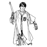 Dibujo para colorear Dibujo De Harry Potter Con Una Escoba Magica Para Pintar Y Colorear
