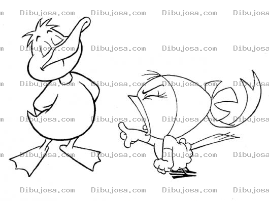 Dibujo para colorear Dibujo De Pajarita Discutiendo Y Alegandole A Un Pato Orgulloso Para Pintar Y Colorear