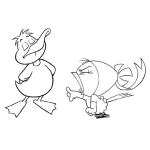 Dibujo para colorear Dibujo De Pajarita Discutiendo Y Alegandole A Un Pato Orgulloso Para Pintar Y Colorear