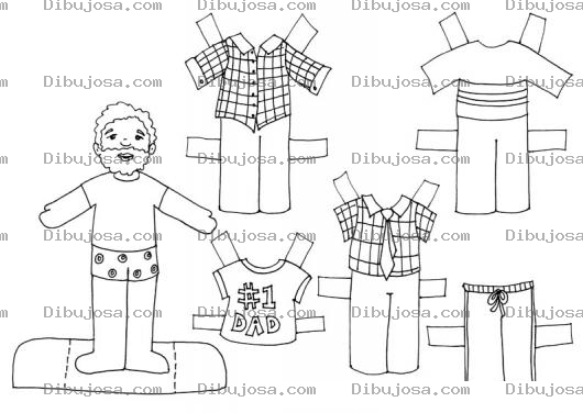 Dibujo para colorear Dibujo De Fugurita De Papa Recortable Con Ropita Recortable Para Cortar Pintar Y Colorear Figura De Munequito Con Ropa