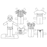 Dibujo para colorear Dibujo De Fugurita De Papa Recortable Con Ropita Recortable Para Cortar Pintar Y Colorear Figura De Munequito Con Ropa