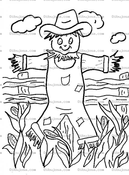Dibujo para colorear Dibujo De Espantapajaros Para Pintar Y Colorear Espanta Pajaros Vaquero