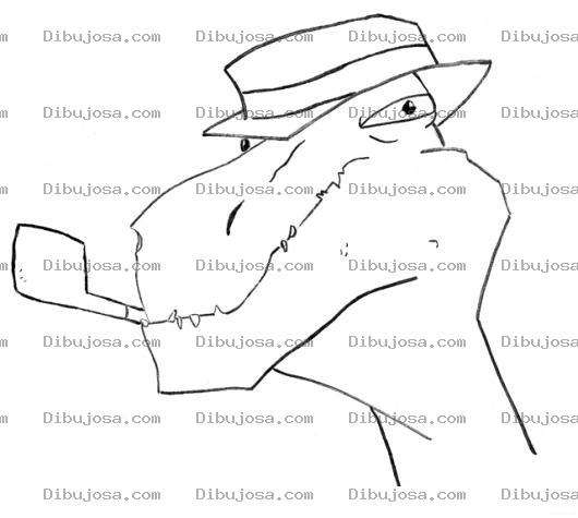 Dibujo para colorear Dinosaurio Cubano Dibujo De Dinosaurio Con Pipa Y Sombrero Para Pintar Y Colorear