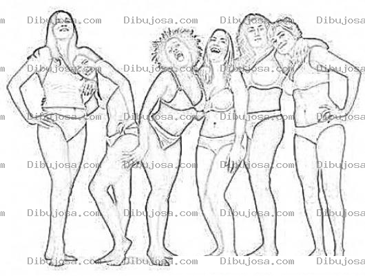 Dibujo para colorear Dibujo De Mujeres En Bikini Para Pintar Y Colorear
