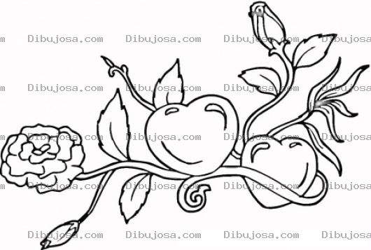 Dibujo para colorear Colorear dos rosas con dos corazones