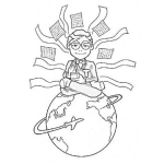 Dibujo para colorear Dibujo De Hombre Haciendo Yoga Sobre El Mundo Para Pintar Y Colorear
