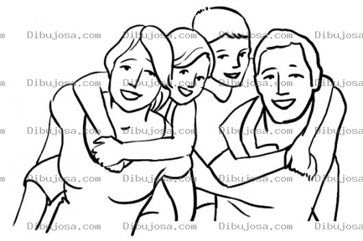 Dibujo para colorear Dibujo De Familia Feliz Para Pintar Y Colorear Mama Y Papa Cargando A Sus Hijos En La Espalda A Tuto