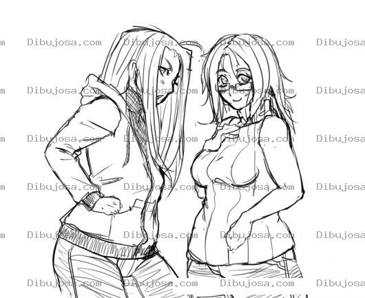 Dibujo para colorear Dibujo De Dos Chicas Algo Gorditas Pero Bonitas Para Pintar Y Colorear