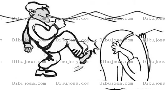 Dibujo para colorear Dibujo De Patada En El Culo Para Pintar Y Colorear Patada En Las Nalgas