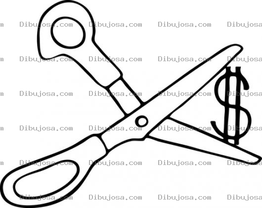 Dibujo para colorear Recorte Monetario Dibujo De Tijera Cortando El Signo De Dolar Para Pintar Y Colorear Recorte De Gastos
