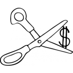 Dibujo para colorear Recorte Monetario Dibujo De Tijera Cortando El Signo De Dolar Para Pintar Y Colorear Recorte De Gastos