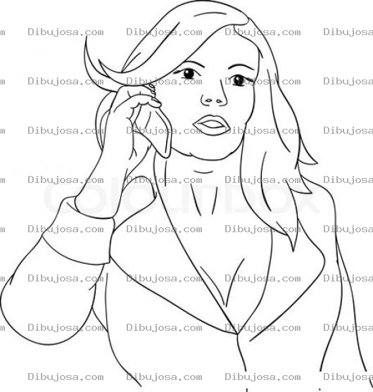 Dibujo para colorear Mujer Hablanco Por Celular Dibujo De Mujer Ejecutiva Con Telefono Celular Para Pintar Y Colorear