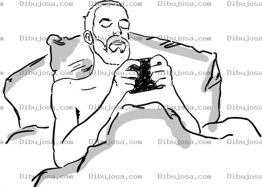 Dibujo para colorear Dibujo De Enfermo En Cama Jugando Con Un Iphone Para Pintar Y Colorear