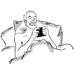 Dibujo para colorear Dibujo De Enfermo En Cama Jugando Con Un Iphone Para Pintar Y Colorear