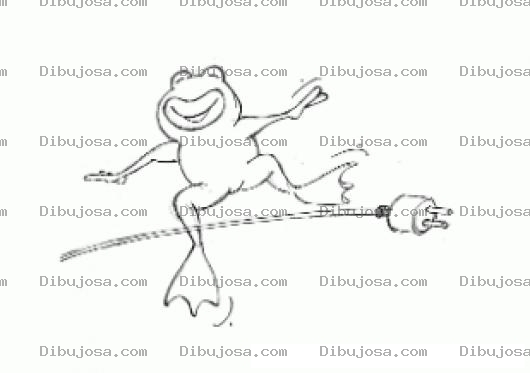 Dibujo para colorear Dibujo De Rana Feliz Saltando Sobre Un Cordon Electrico Para Pintar Y Colorear