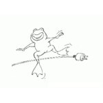 Dibujo para colorear Dibujo De Rana Feliz Saltando Sobre Un Cordon Electrico Para Pintar Y Colorear