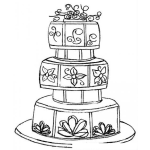 Dibujo para colorear Pasteles De Bodas Dibujo De Un Pastel De Boda De Tres Niveles Para Pintar Y Colorear