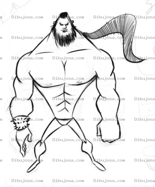 Dibujo para colorear Dibujo De Sanson Con Pelo Largo Para Pintar Y Colorear A Samson Sansom Samsom Musculoso Y Fuerte