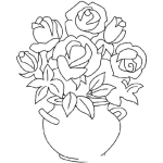 Dibujo para colorear Colorear florero de rosas