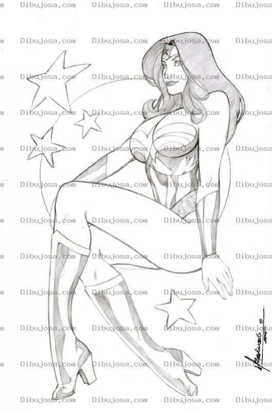 Dibujo para colorear Dibujo De La Mujer Maravilla Sentada Para Pintar Y Colorear