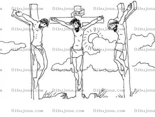 Dibujo para colorear I.N.R.I. Iesus Nazarenus Rex Iudaeorum Dibujo De La Crucifixion De JESUS Para Pintar Y Colorear A JESUCRISTO Crucificado
