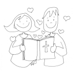 Dibujo para colorear Matrimonio Cristiano Dibujo De Esposos Enamorados Leyendo La Biblia Para Pintar Y Colorear