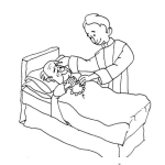 Dibujo para colorear Enfermo En Cama Dibujo De Sacerdote Visitando A Un Viejito Enfermo En Cama Y Convalenciente Para Pintar Y Colorear Abuelito Agonizando