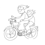 Dibujo para colorear Dibujo De Pareja En Bicicleta Para Pintar Y Colorear