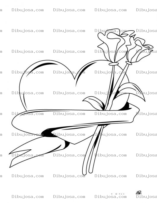 Dibujo para colorear Colorear rosas con un corazon