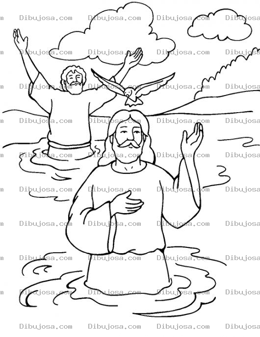 Dibujo para colorear Dibujo Del Bautismo De Jesus Para Pintar Y Colorear A Juan Y A Jesus