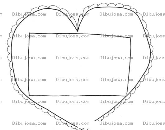 Dibujo para colorear Dibujo De Tarjeta De Corazon Con Orilla De Encaje Y Nota En Blanco Para Pintar Y Colorear