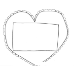 Dibujo para colorear Dibujo De Tarjeta De Corazon Con Orilla De Encaje Y Nota En Blanco Para Pintar Y Colorear