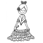 Dibujo para colorear Dibujo De Espanolita Con Vestido Largo Para Pintar Y Colorear